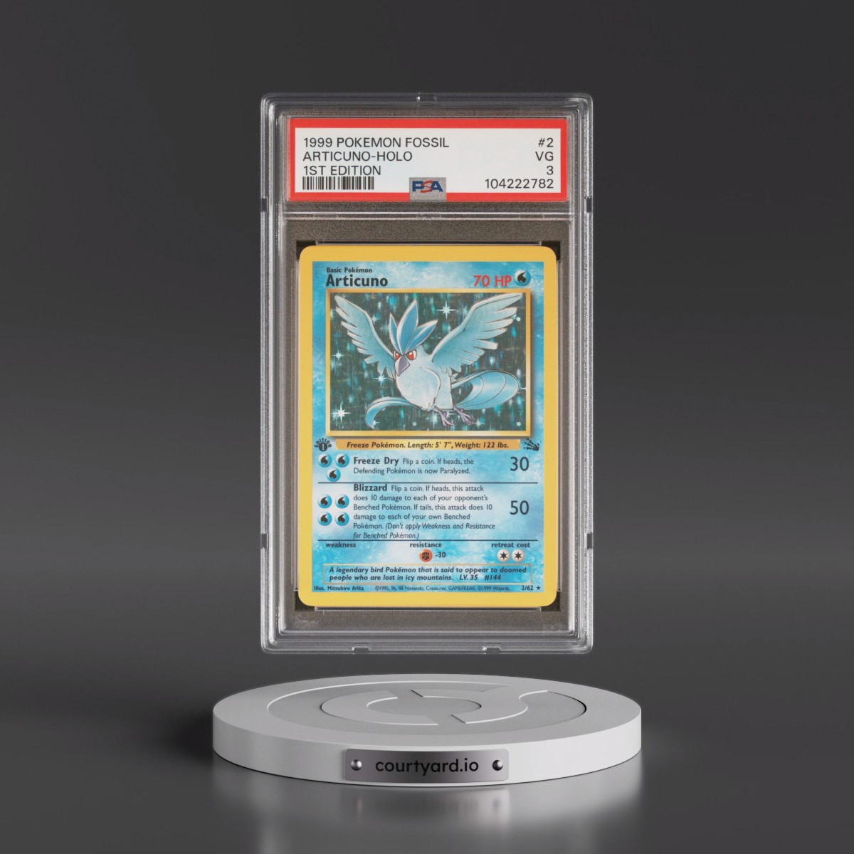 1999 Pokémon Fossil #2 Articuno - 1st Edition Holo (PSA 3 VG)