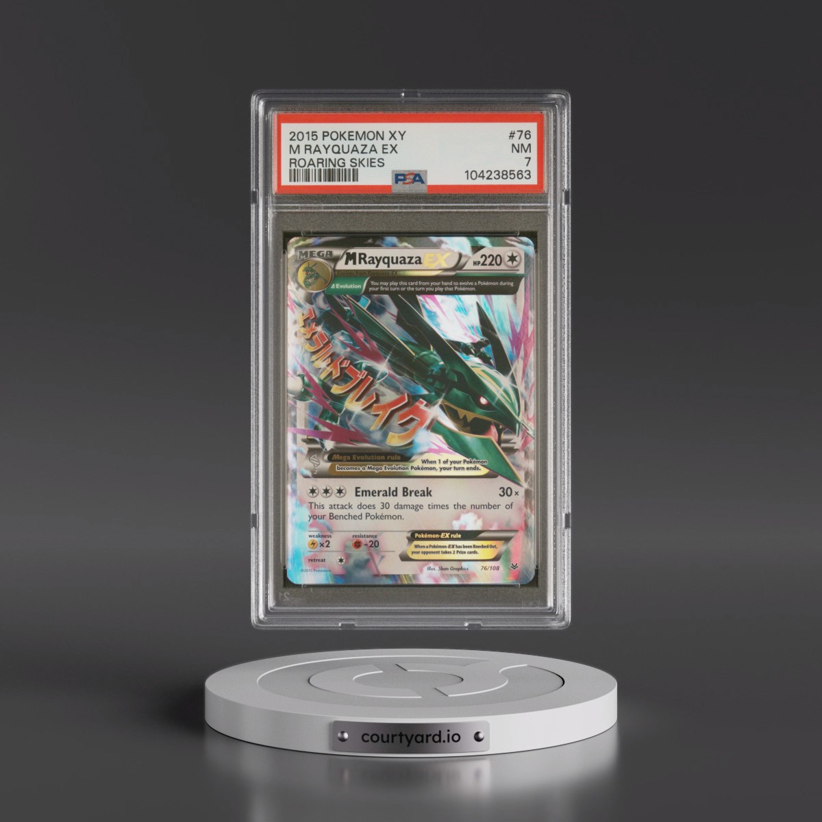 2015 Pokémon XY Roaring Skies #76 M Rayquaza EX - Holo (PSA 7 NM)