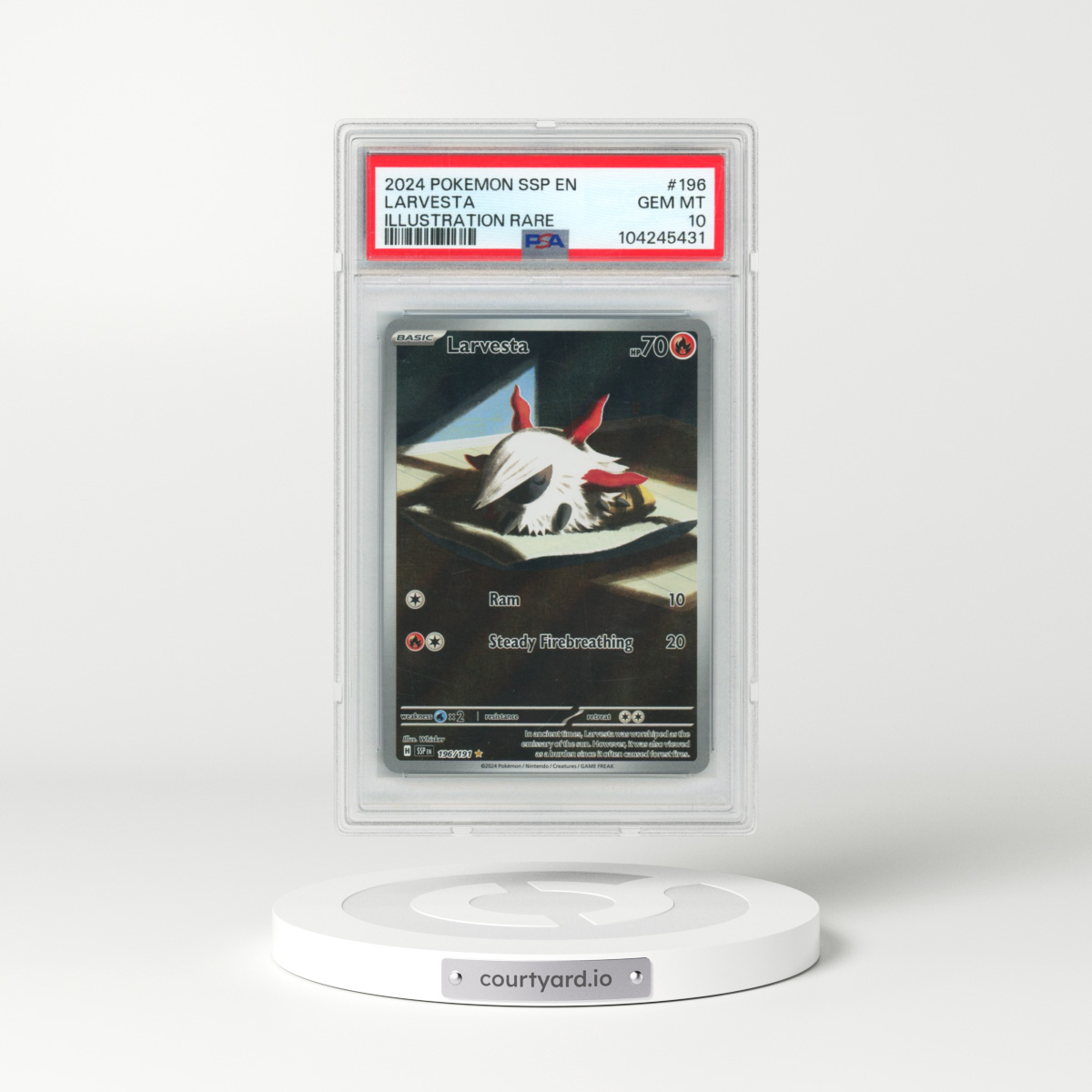 2024 Pokémon Ssp EN-Surging Sparks #196 Larvesta - Illustration Rare (PSA 10 GEM MINT)
