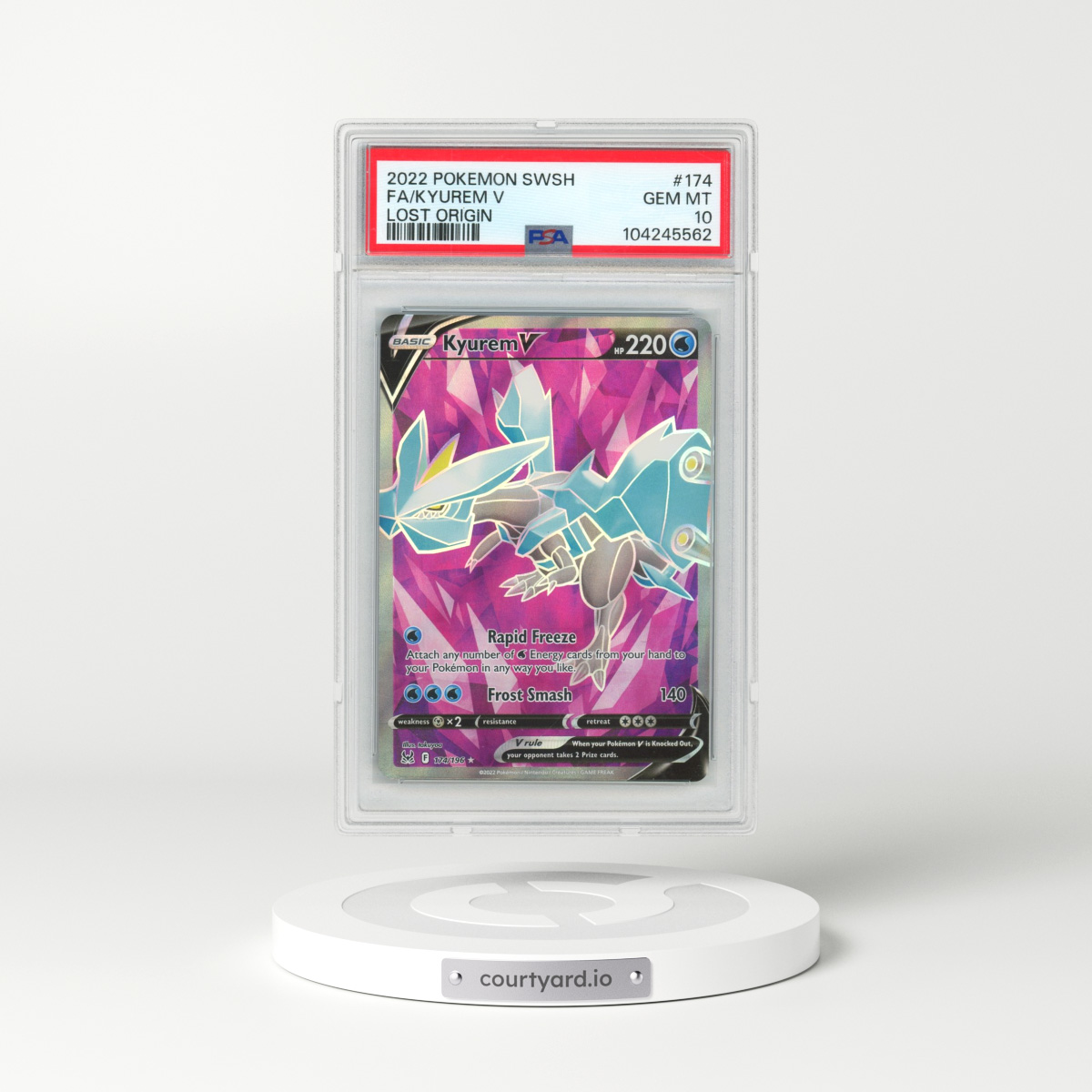 2022 Pokémon Sword & Shield Lost Origin #174 Kyurem V - Holo Full Art (PSA 10 GEM MINT)