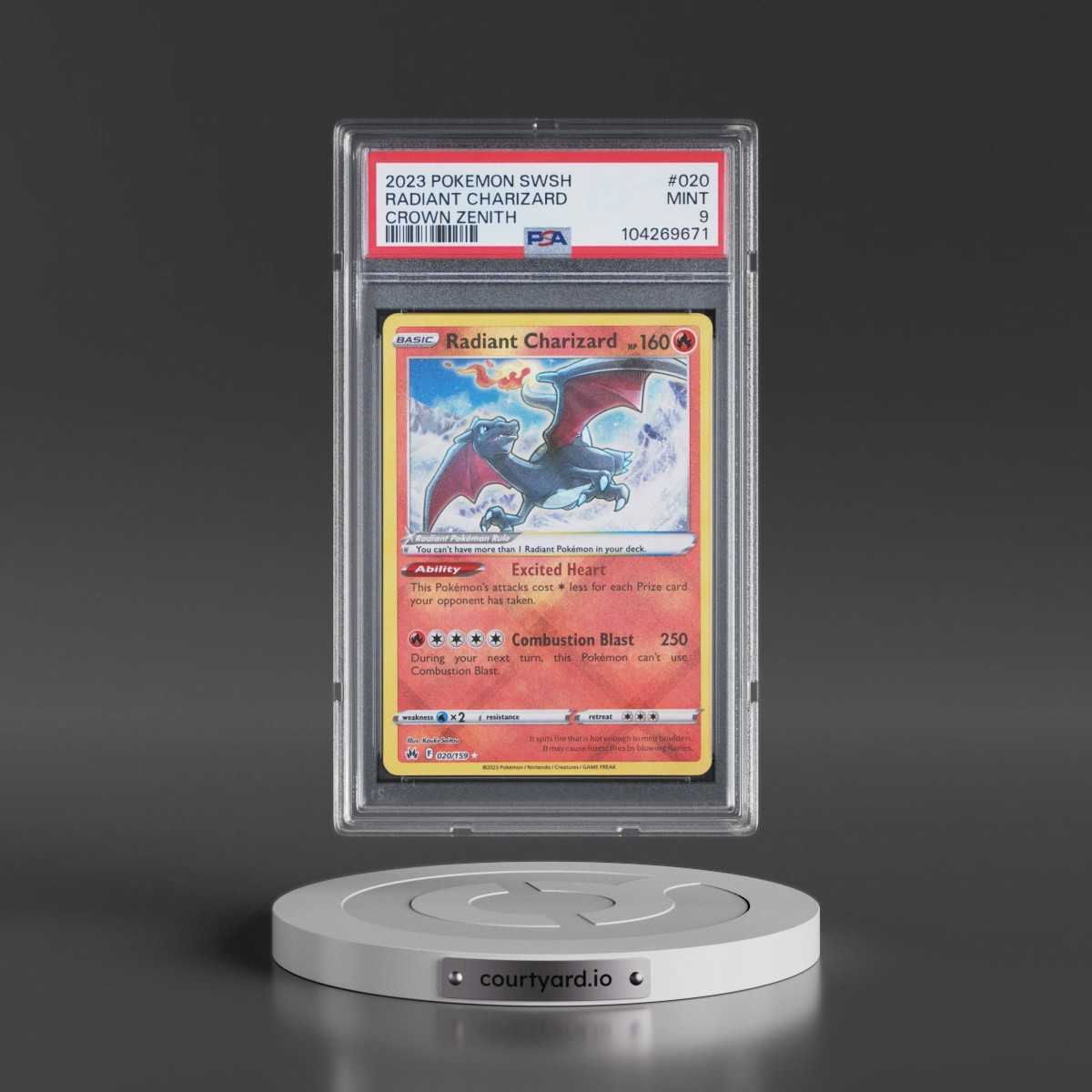 2023 Pokémon Sword and Shield Crown Zenith #020 Radiant Charizard - Holo (PSA 9 MINT)