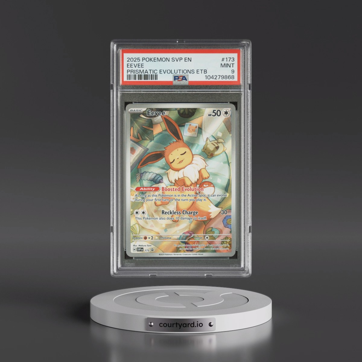 2025 Pokémon Svp EN-SV Black Star Promo #173 Eevee - Prismatic Evolutions Elite Trainer Box (PSA 9 MINT)