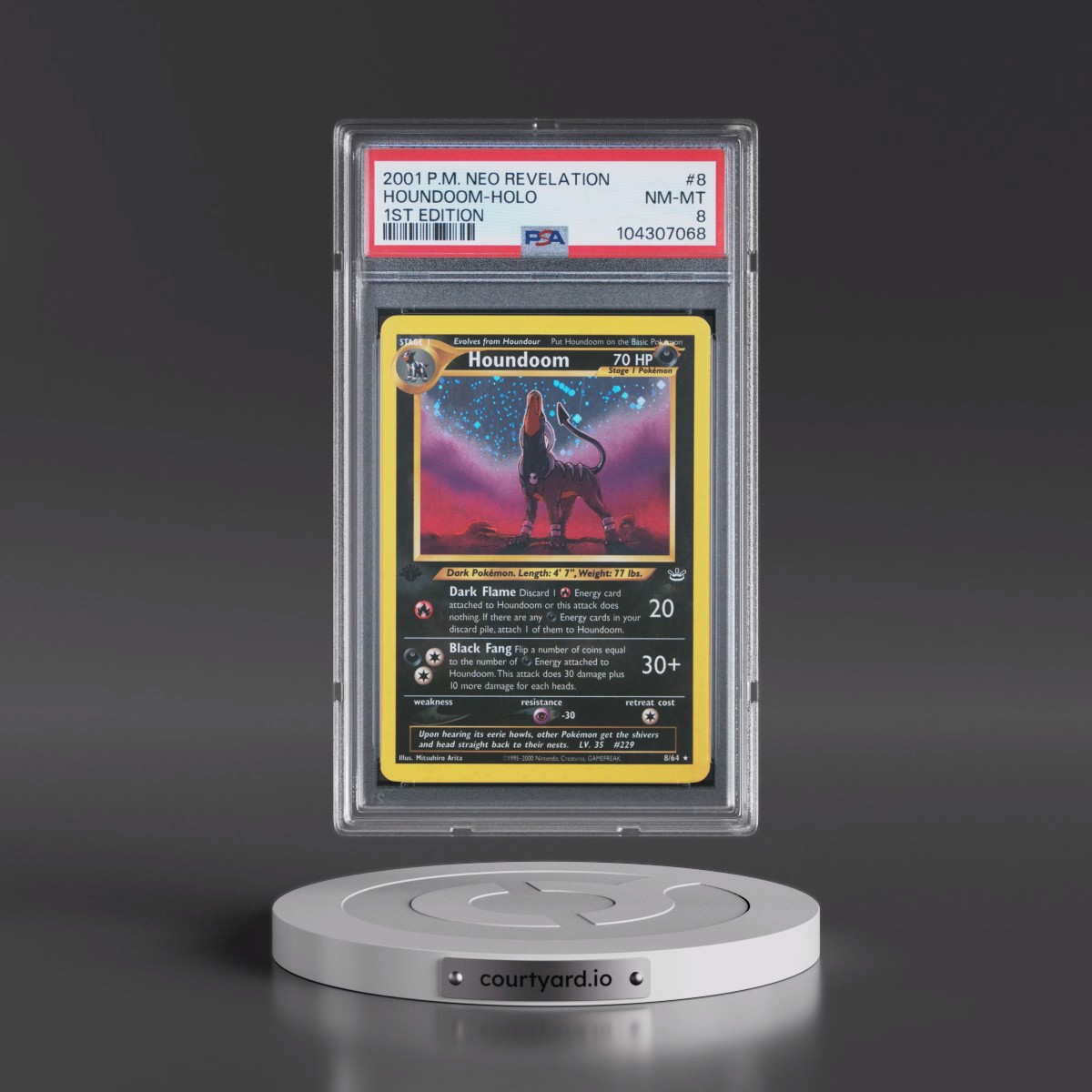 2001 Pokémon Neo Revelation #8 Houndoom - 1st Edition Holo (PSA 8 NM-MT)