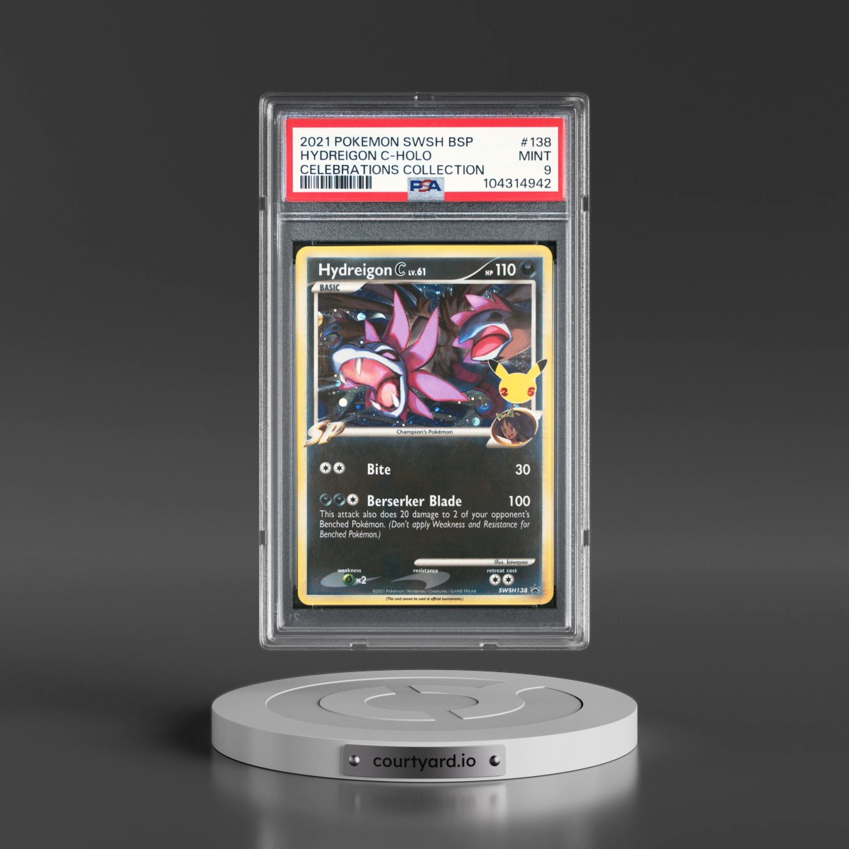 2021 Pokémon Swsh Black Star Promo #138 Hydreigon C - Holo Celebrations Collection (PSA 9 MINT)