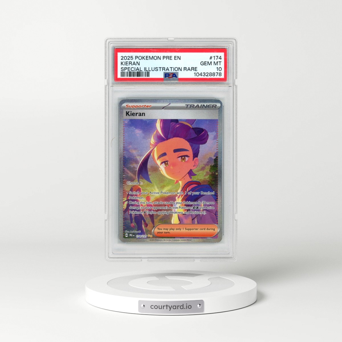 2025 Pokémon Pre EN-Prismatic Evolutions #174 Kieran - Special Illustration Rare (PSA 10 GEM MINT)