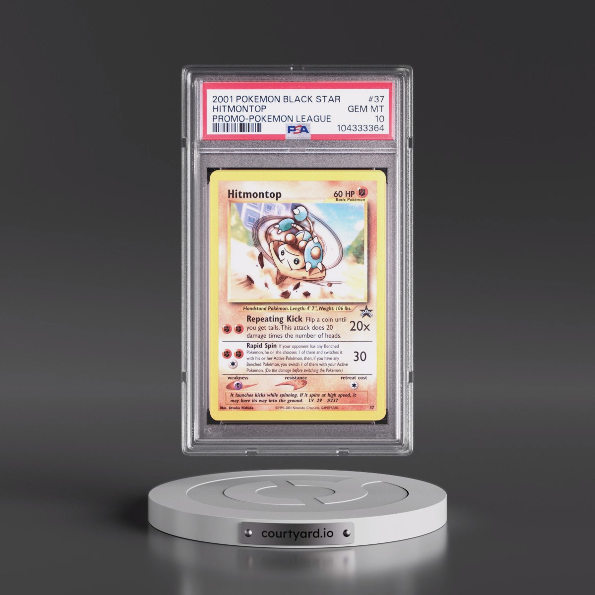 2001 Pokémon Promo Black Star #37 Hitmontop - Pokemon League (PSA 10 GEM MINT)