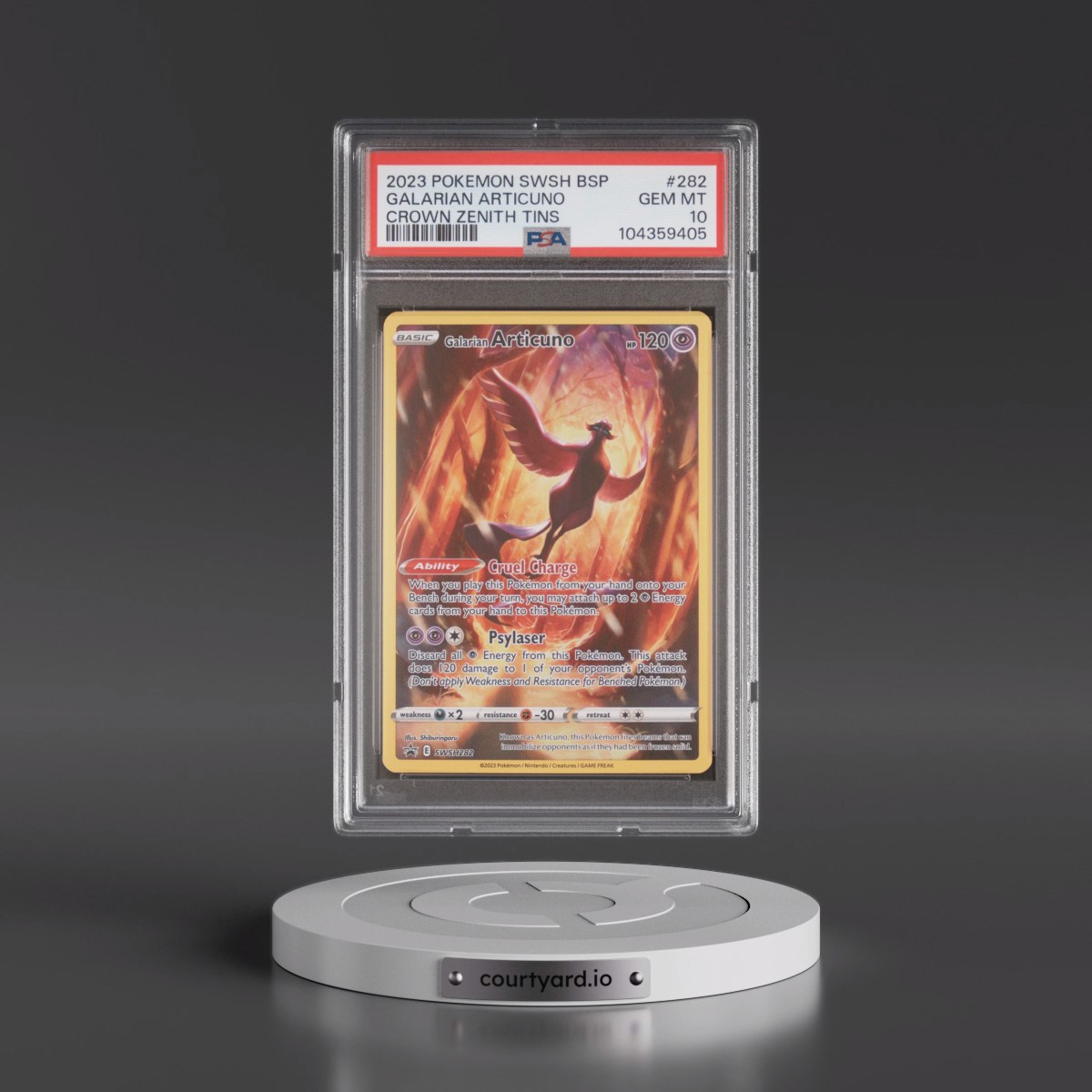 2023 Pokémon Swsh Black Star Promo #282 Galarian Articuno - Crown Zenith Tins (PSA 10 GEM MINT)