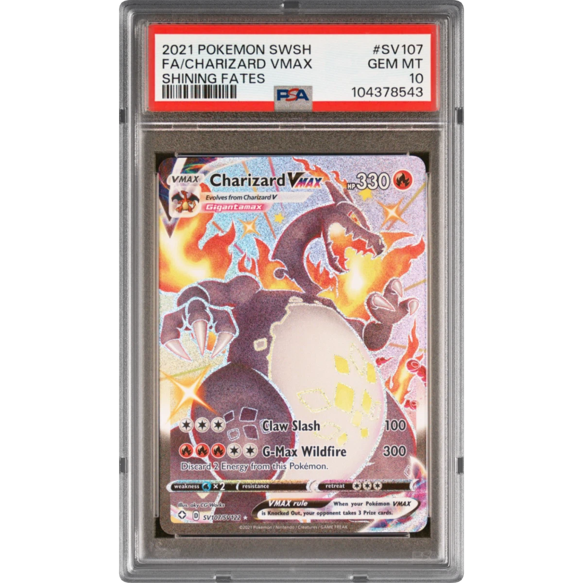 2021 Pokémon Sword & Shield Shining Fates #SV107 Charizard Vmax - Full Art (PSA 10 GEM MINT)