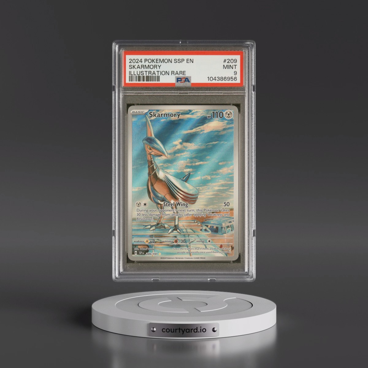 2024 Pokémon Ssp EN-Surging Sparks #209 Skarmory - Illustration Rare (PSA 9 MINT)