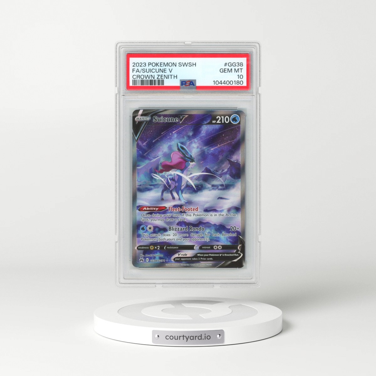 2023 Pokémon Sword and Shield Crown Zenith #GG38 Suicune V - Holo Full Art (PSA 10 GEM MINT)
