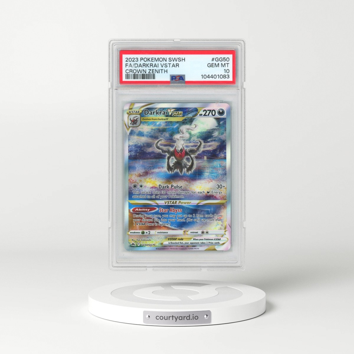 2023 Pokémon Sword and Shield Crown Zenith #GG50 Darkrai Vstar - Full Art (PSA 10 GEM MINT)