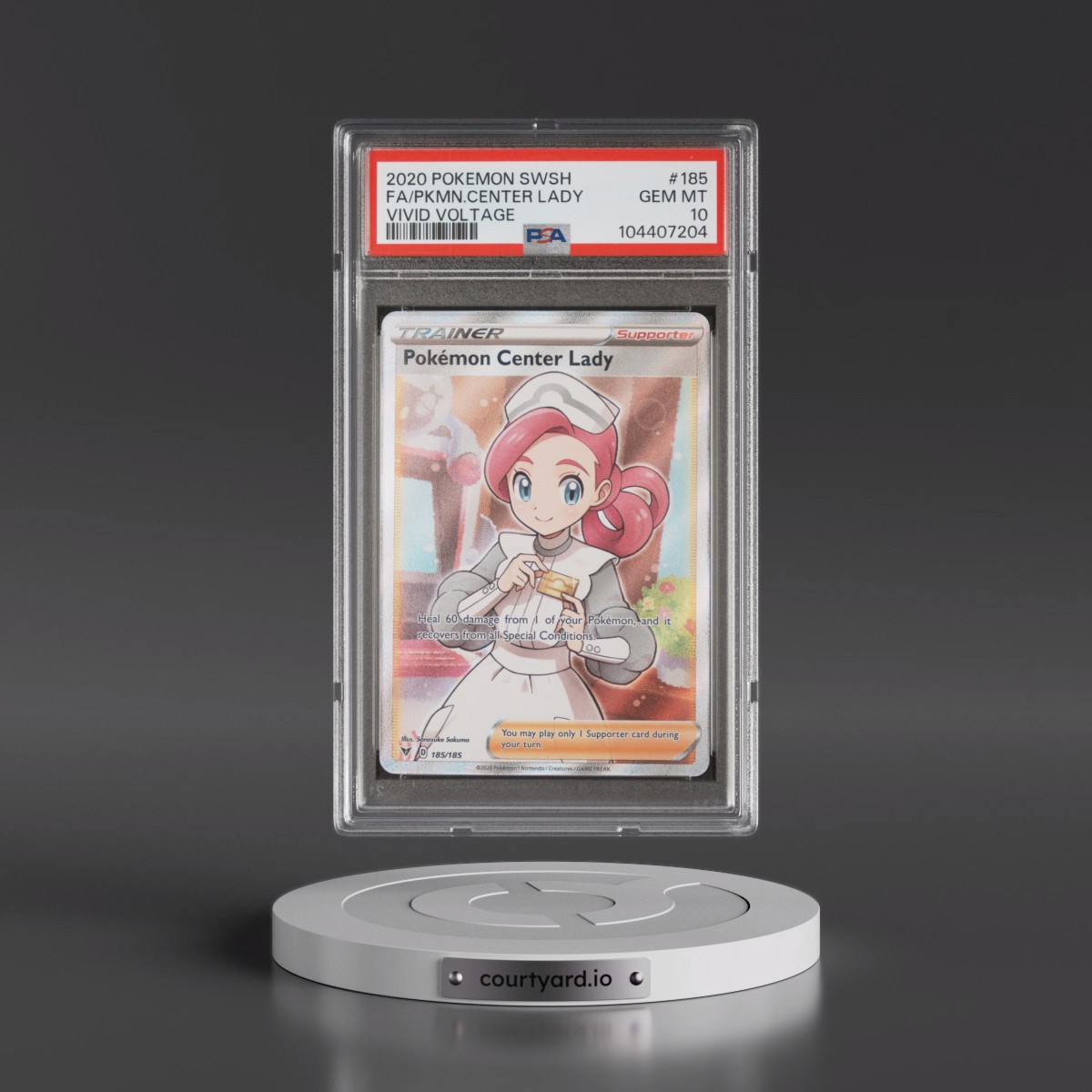 2020 Pokémon Sword & Shield Vivid Voltage #185 Pokemon Center Lady - Full Art (PSA 10 GEM MINT)
