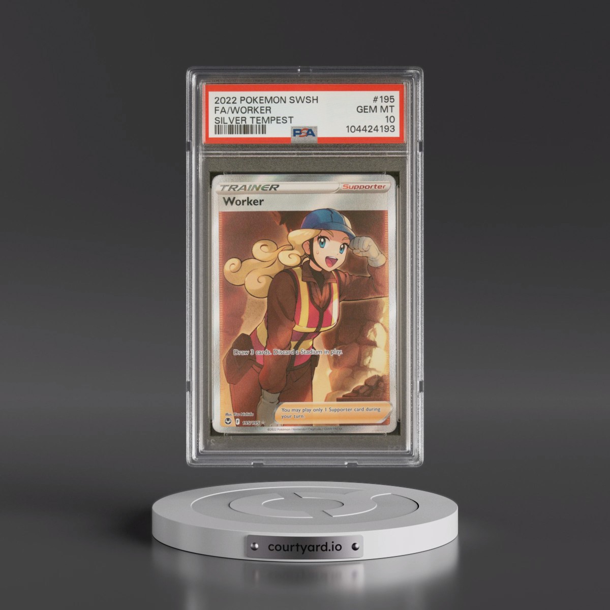 2022 Pokémon Sword & Shield Silver Tempest #195 Worker - Full Art (PSA 10 GEM MINT)