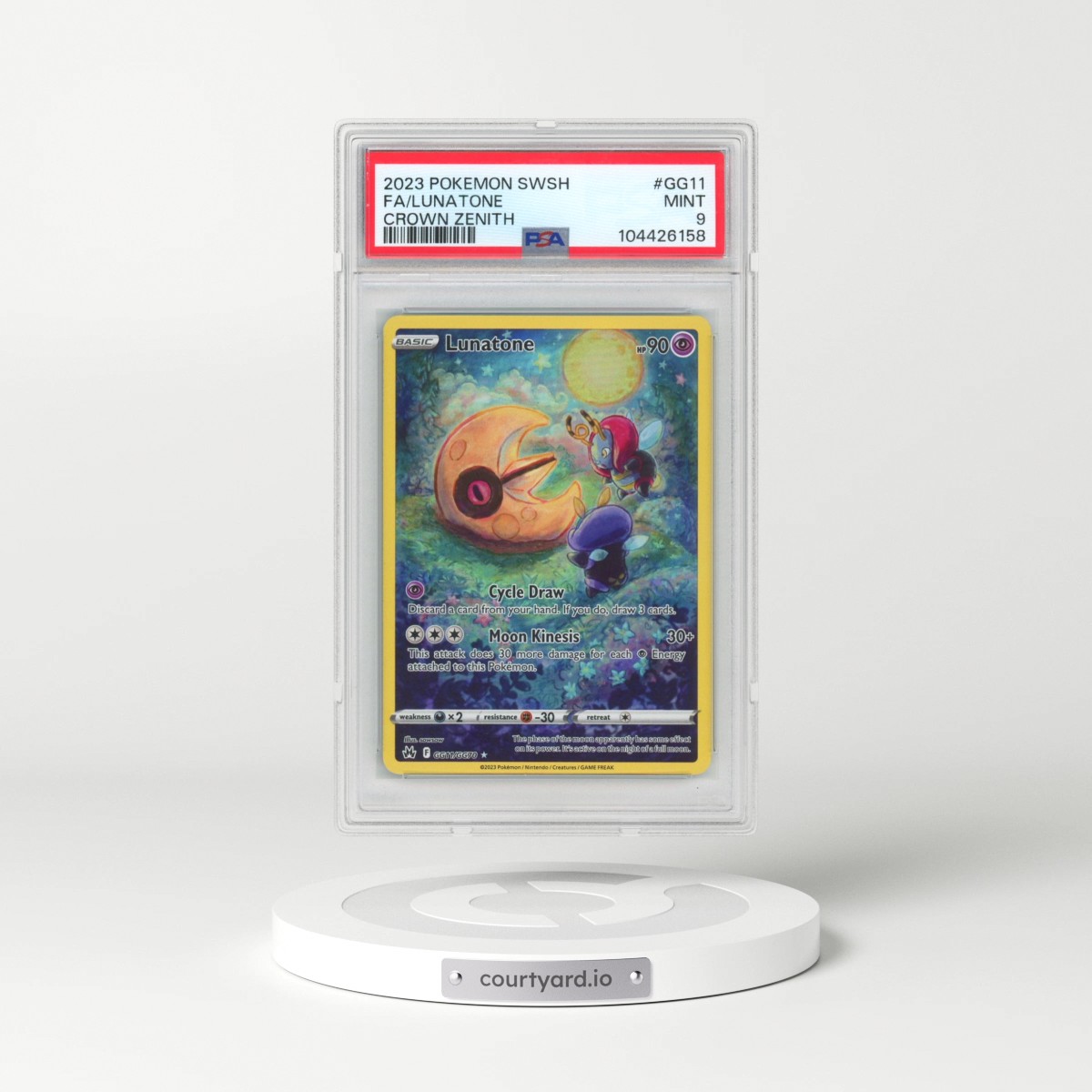 2023 Pokémon Sword and Shield Crown Zenith #GG11 Lunatone - Full Art (PSA 9 MINT)
