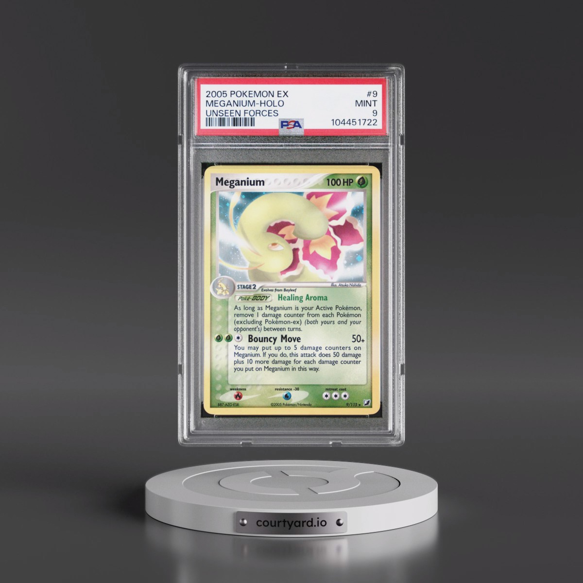 2005 Pokémon EX Unseen Forces #9 Meganium - Holo (PSA 9 MINT)