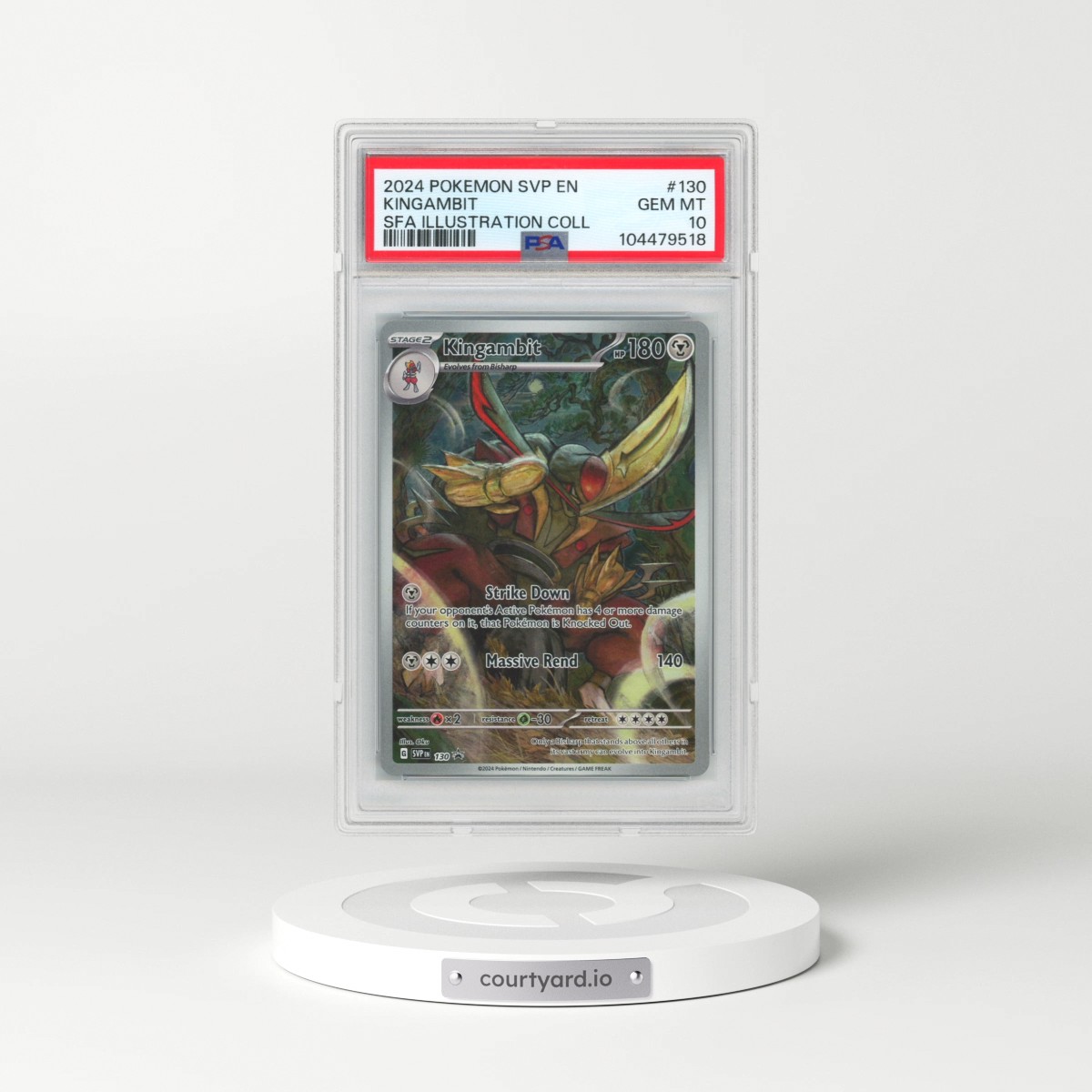 2024 Pokémon Svp EN-SV Black Star Promo #130 Kingambit - Shrouded Fable Illustration Collection (PSA 10 GEM MINT)