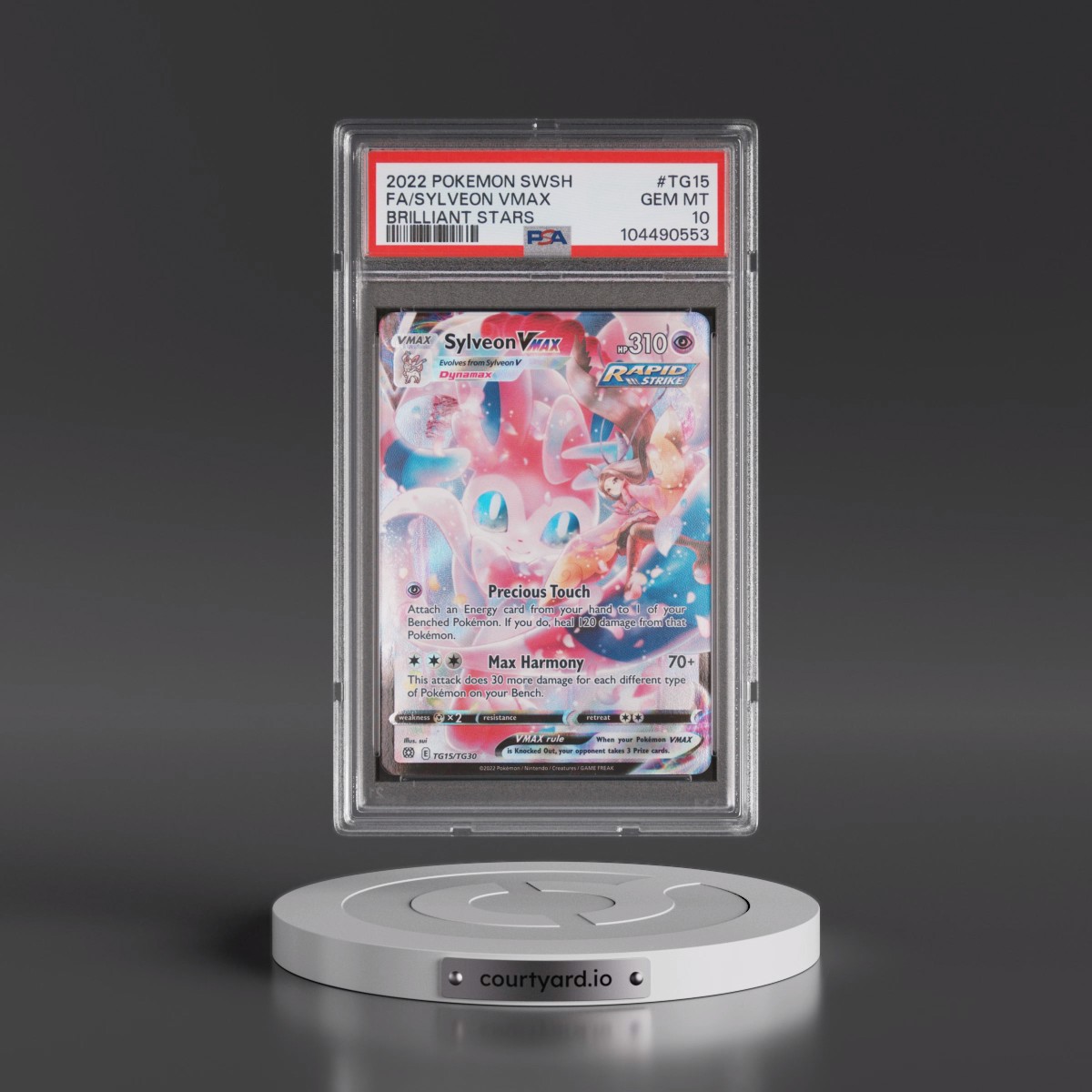 2022 Pokémon Sword & Shield Brilliant Stars #TG15 Sylveon Vmax - Full Art (PSA 10 GEM MINT)