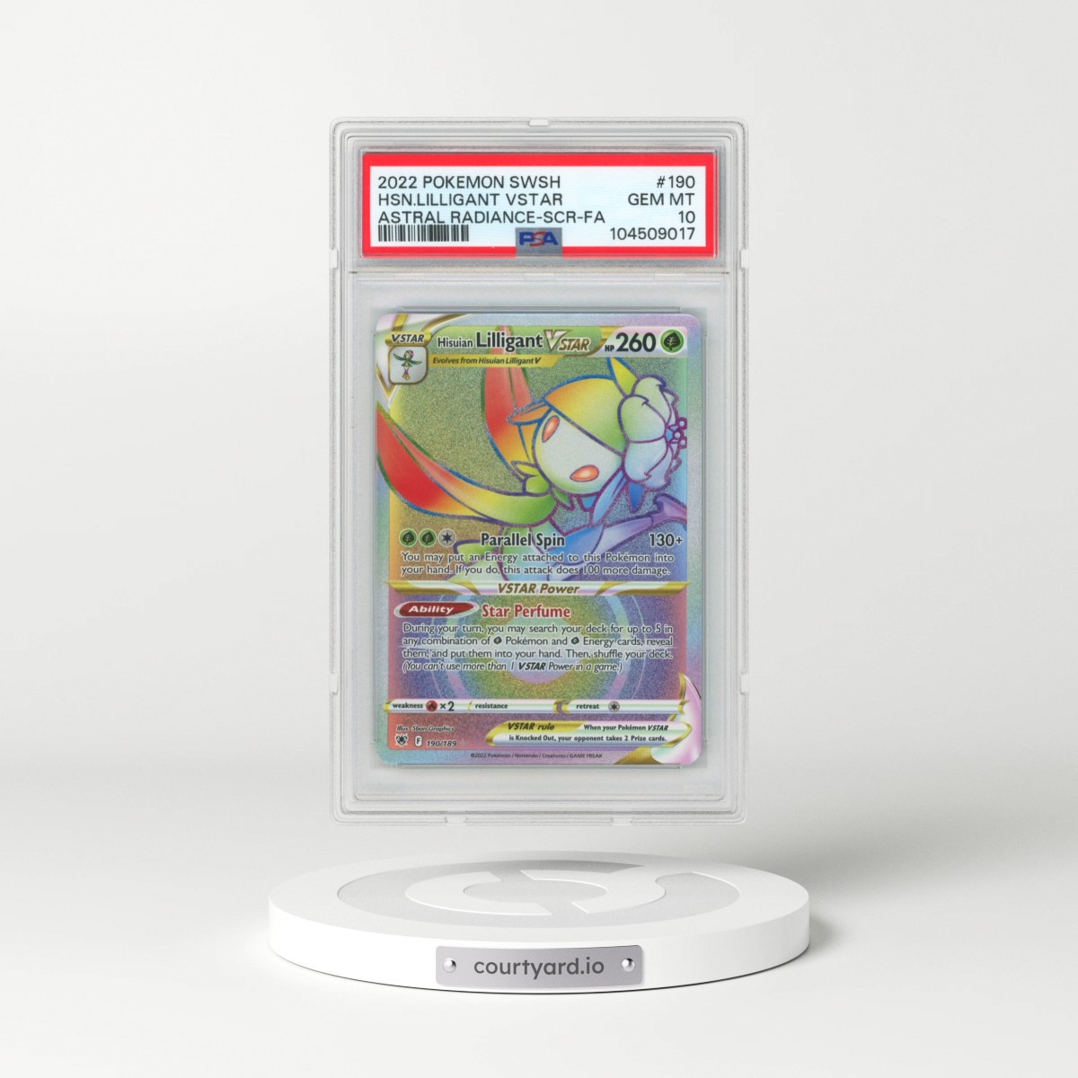 2022 Pokémon Sword & Shield Astral Radiance #190 Hisuian Lilligant Vstar - Full Art Secret (PSA 10 GEM MINT)