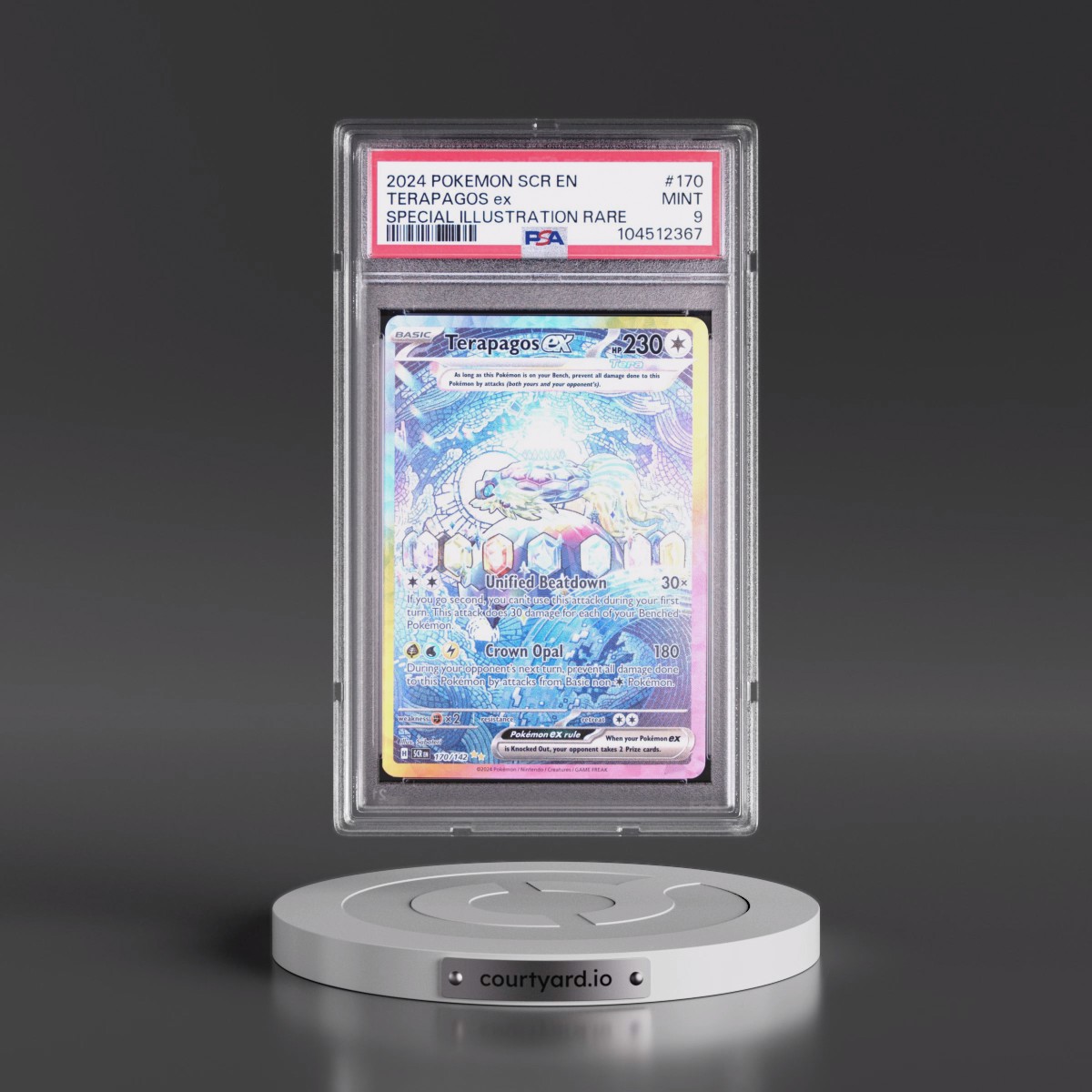 2024 Pokémon Scr EN-Stellar Crown #170 Terapagos EX - Holo Special Illustration Rare (PSA 9 MINT)