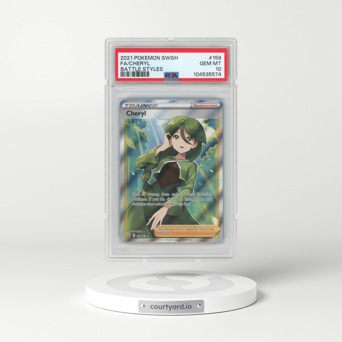 2021 Pokémon Sword & Shield Battle Styles #159 Cheryl - Full Art (PSA 10 GEM MINT)