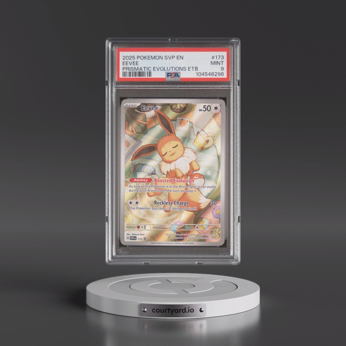 2025 Pokémon Svp EN-SV Black Star Promo #173 Eevee - Prismatic Evolutions Elite Trainer Box (PSA 9 MINT)