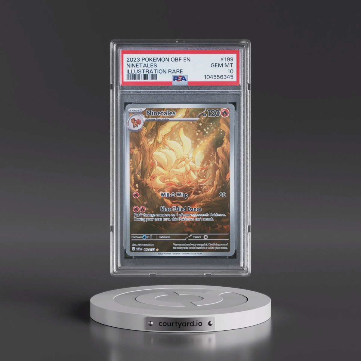 2023 Pokémon Obf EN-Obsidian Flames #199 Ninetales - Illustration Rare (PSA 10 GEM MINT) - Photo