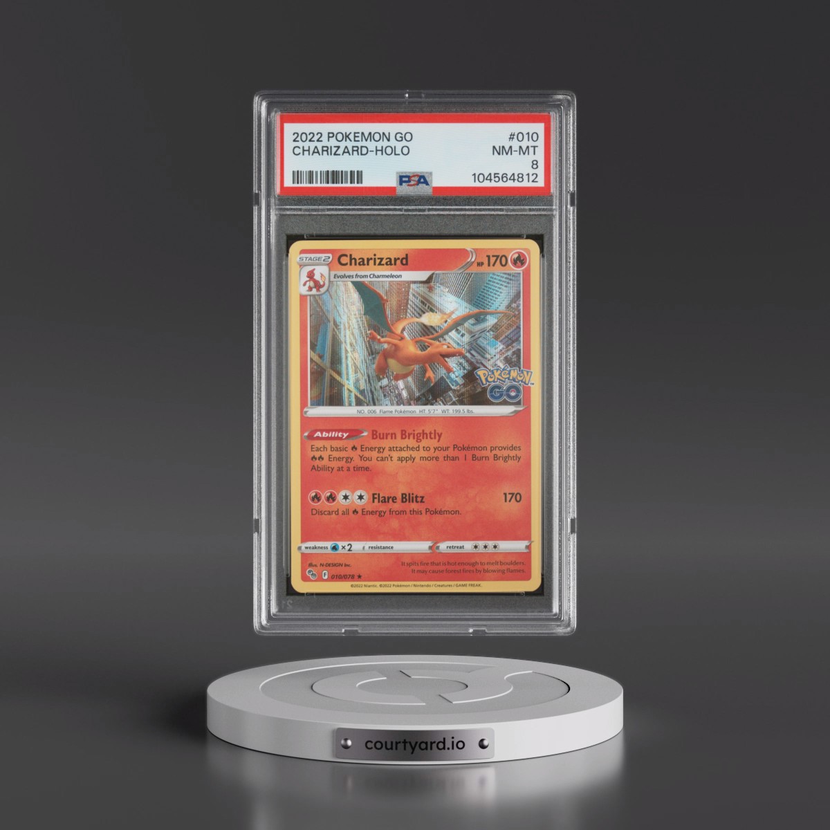 2022 Pokémon Go #010 Charizard - Holo (PSA 8 NM-MT)