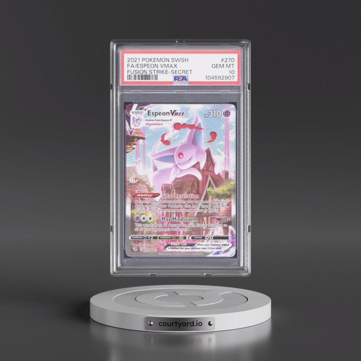 2021 Pokémon Sword & Shield Fusion Strike #270 Espeon Vmax - Full Art Secret (PSA 10 GEM MINT)