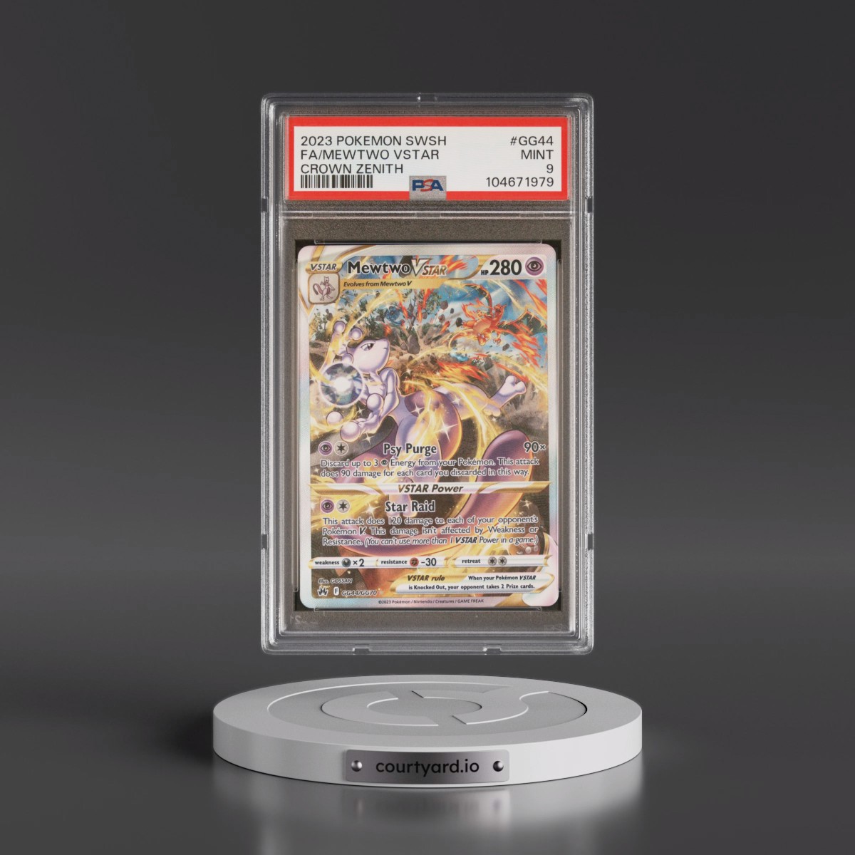 2023 Pokémon Sword and Shield Crown Zenith #GG44 Mewtwo Vstar - Full Art (PSA 9 MINT)