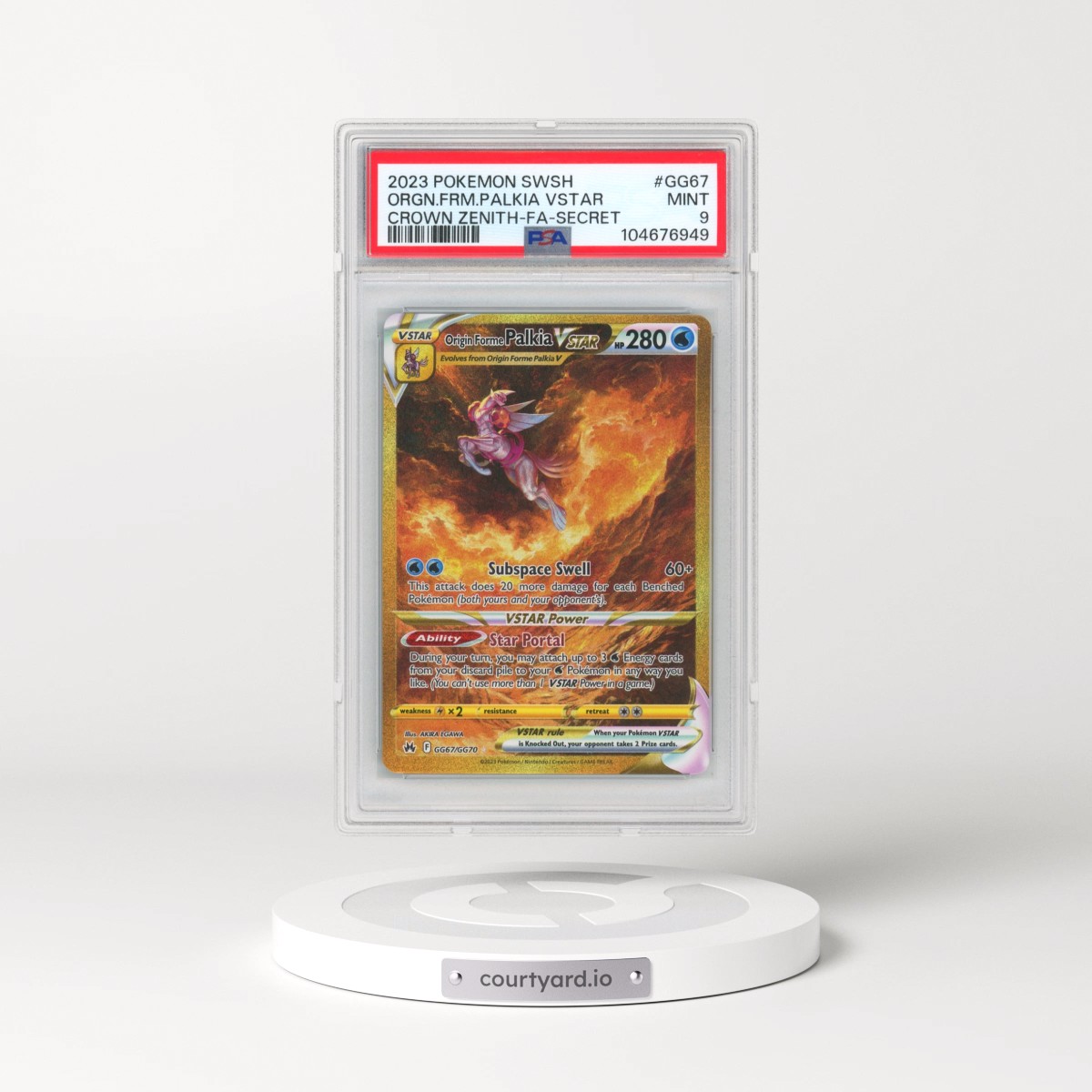 2023 Pokémon Sword and Shield Crown Zenith #GG67 Origin Forme Palkia Vstar - Full Art Secret (PSA 9 MINT)