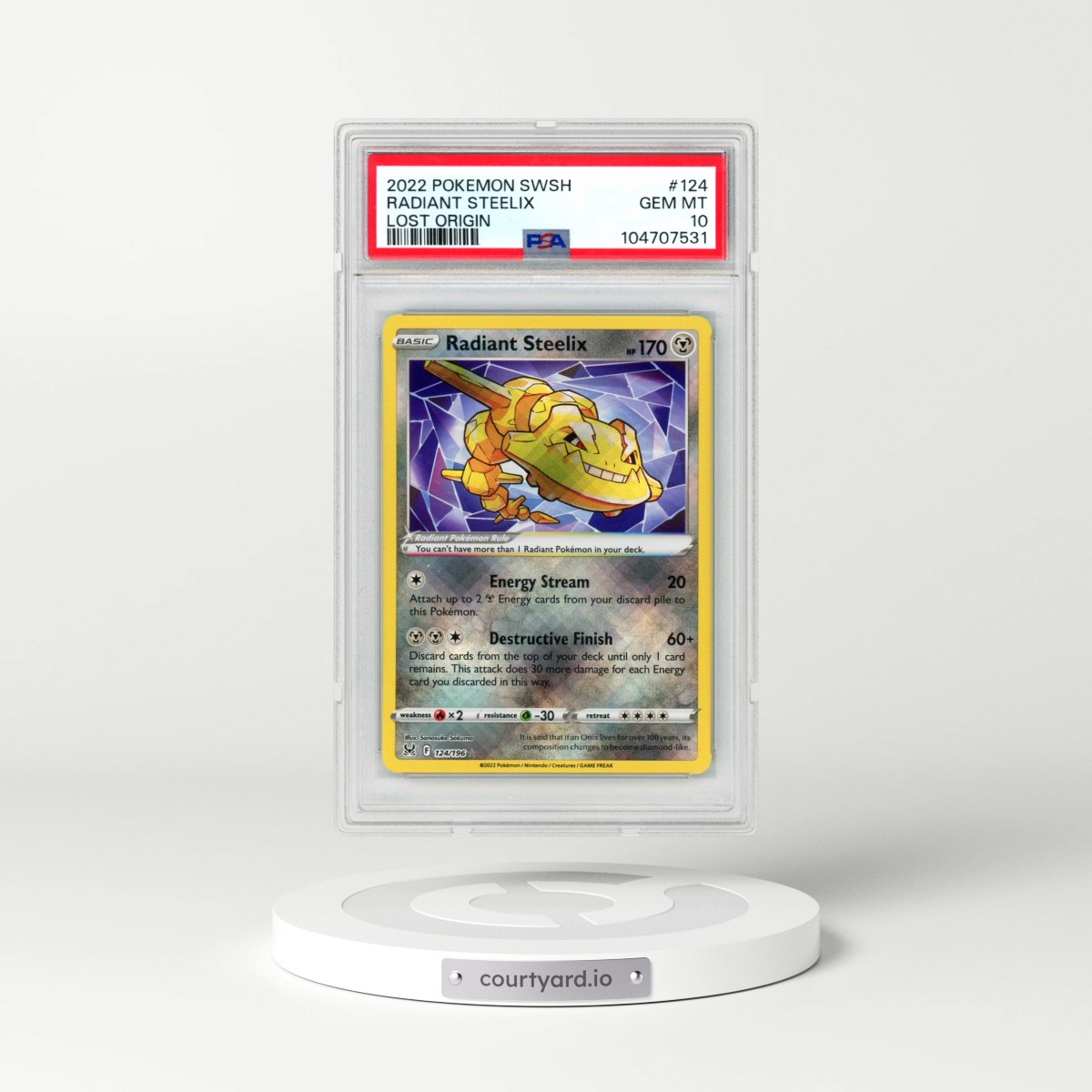 2022 Pokémon Sword & Shield Lost Origin #124 Radiant Steelix - Holo (PSA 10 GEM MINT)