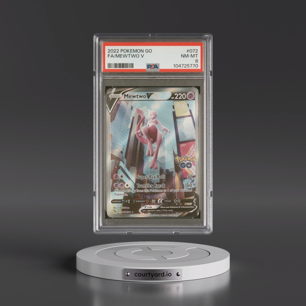 2022 Pokémon Go #072 Mewtwo V - Holo Full Art (PSA 8 NM-MT)