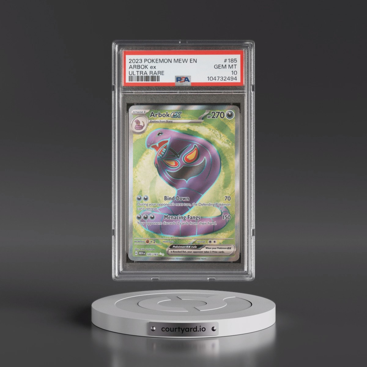 2023 Pokémon Mew EN-151 #185 Arbok EX - Holo Ultra Rare (PSA 10 GEM MINT)