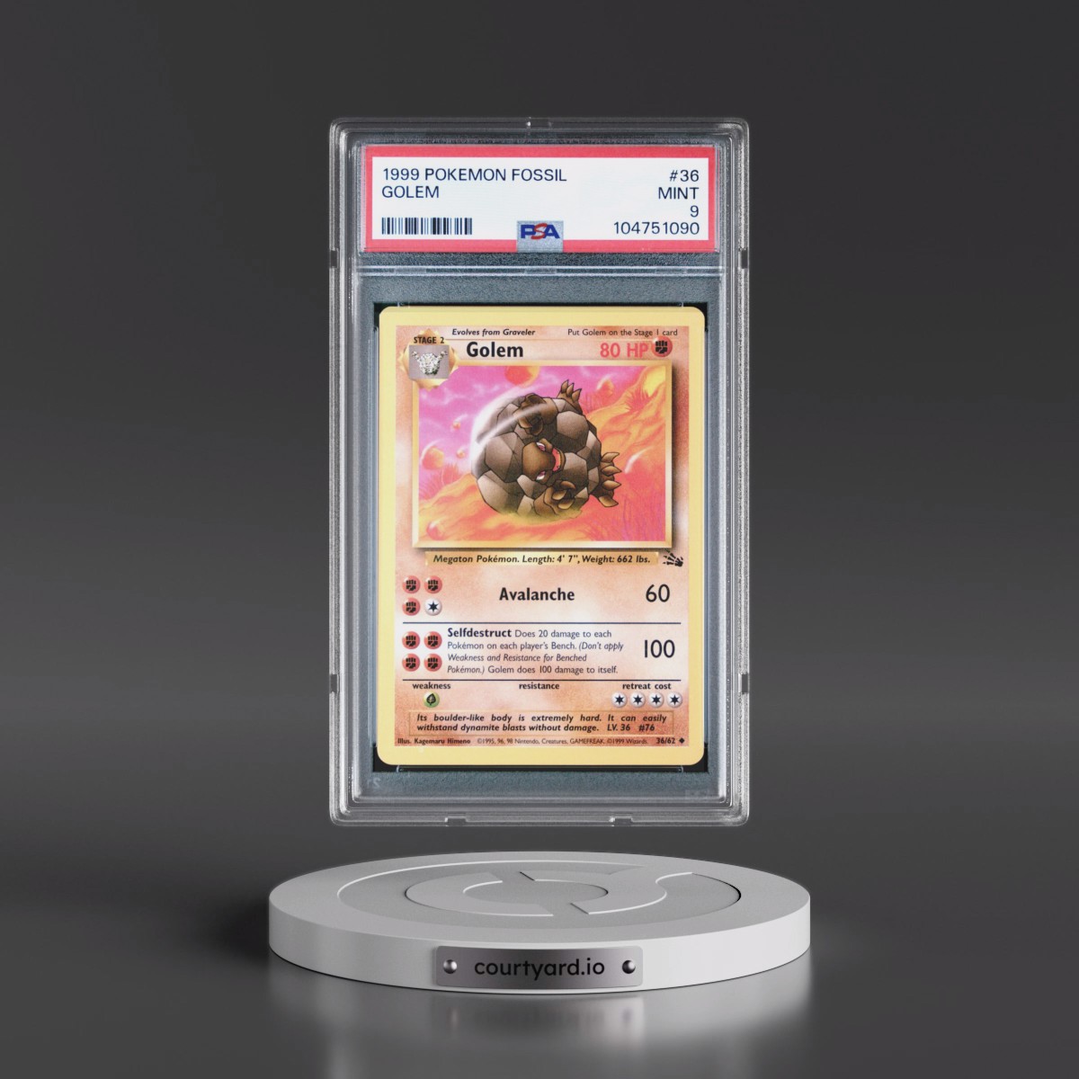 1999 Pokémon Fossil #36 Golem (PSA 9 MINT)