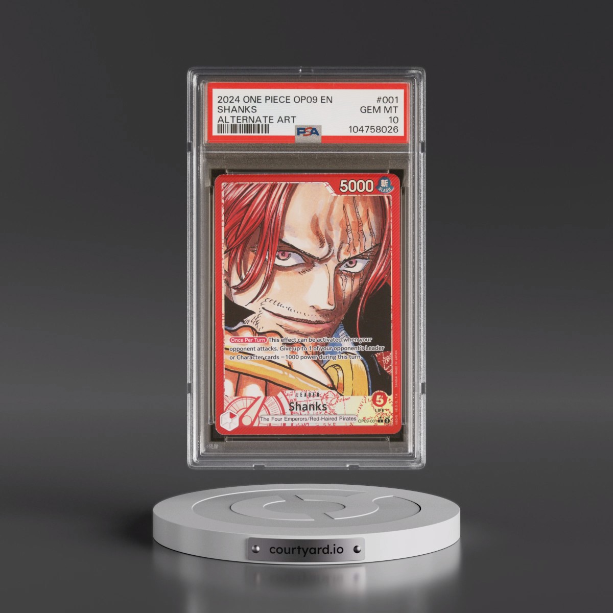 2024 One Piece OP09-Emperors in the New World #001 Shanks - Alternate Art (PSA 10 GEM MINT)