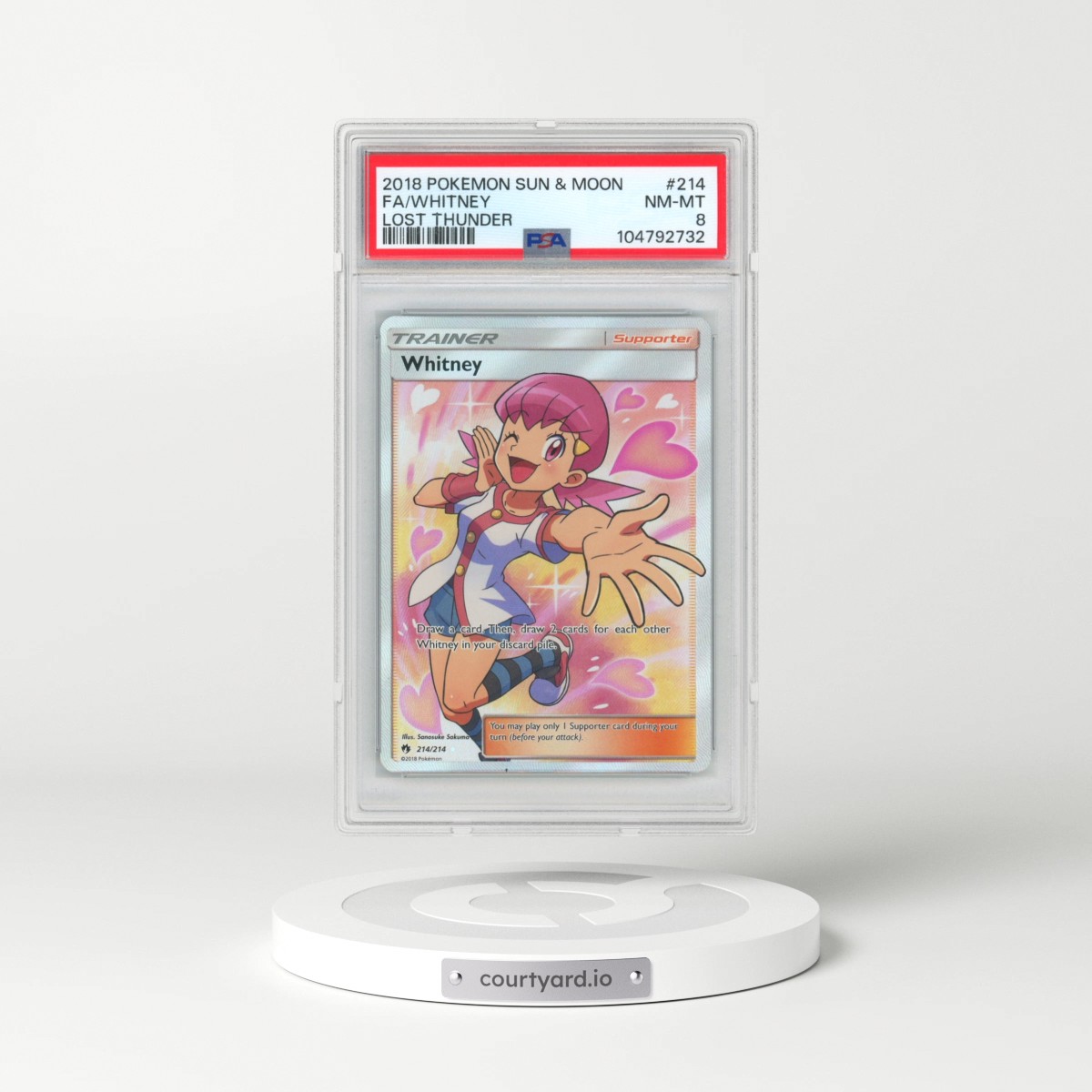 2018 Pokémon Sun & Moon Lost Thunder #214 Whitney - Full Art (PSA 8 NM-MT)