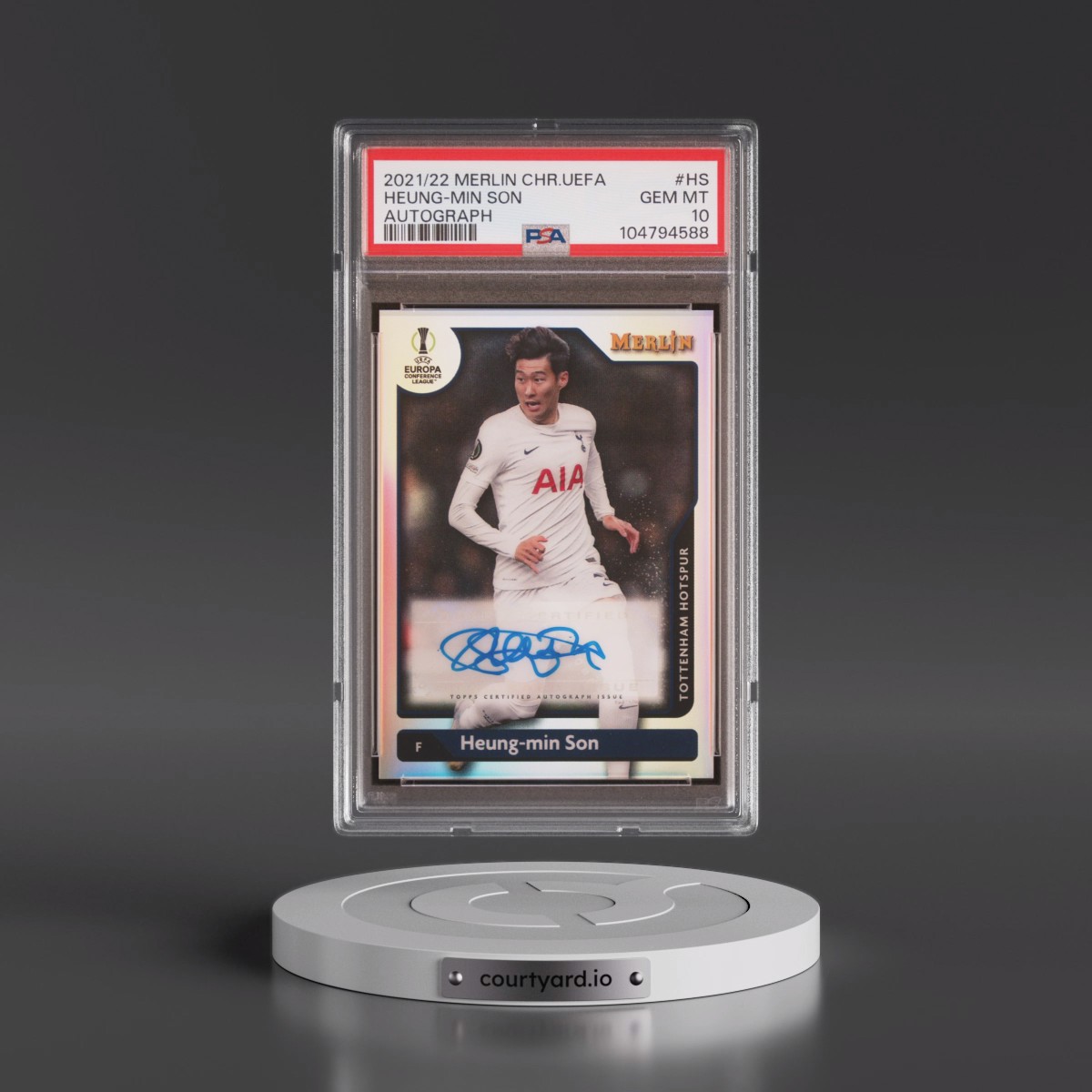 2021-2022 Topps Merlin Chrome UEFA League Autographs #HS Heung-Min Son (PSA 10 GEM MINT)