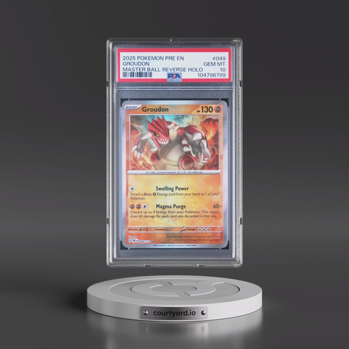 2025 Pokémon Pre EN-Prismatic Evolutions #049 Groudon - Reverse Holo Master Ball (PSA 10 GEM MINT)