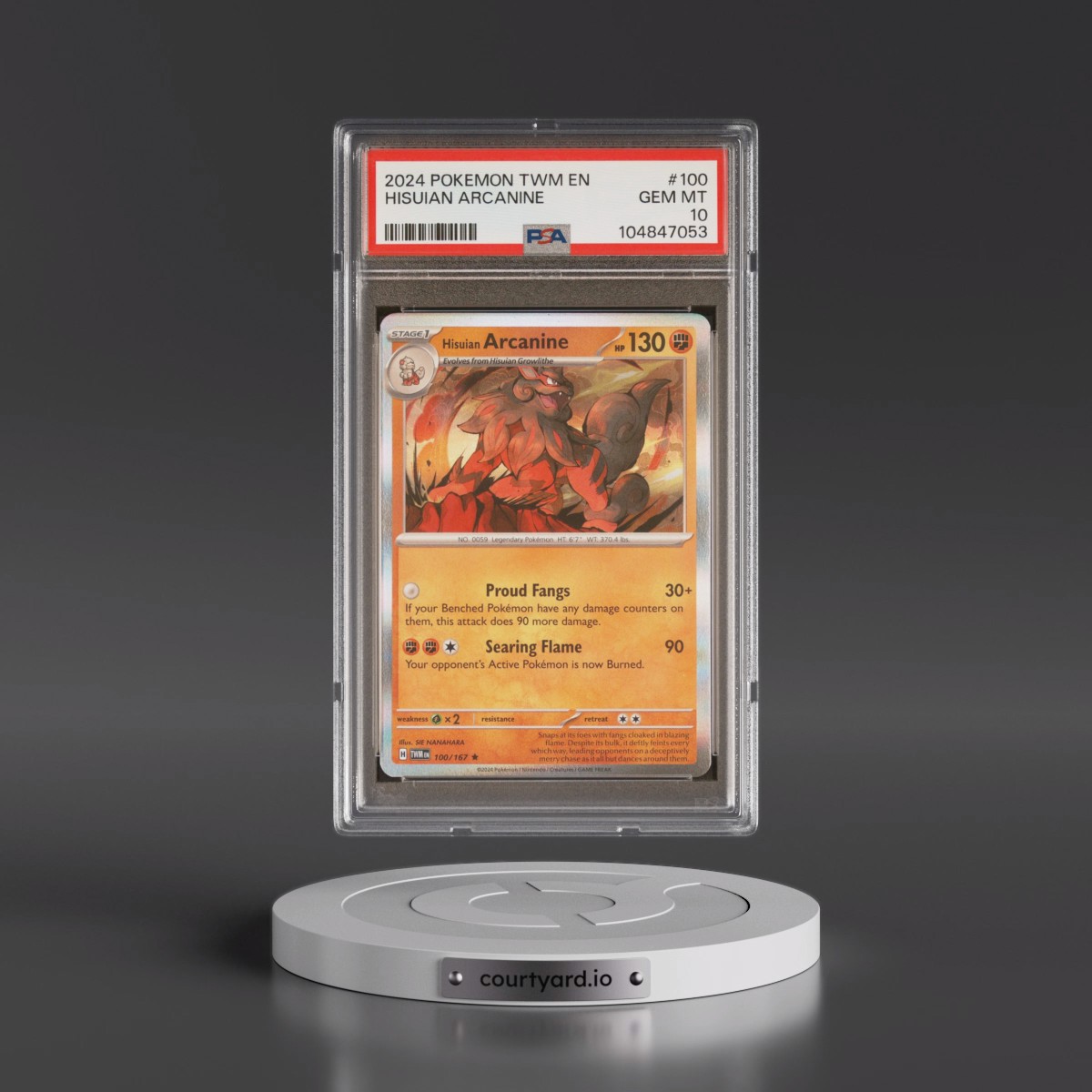 2024 Pokémon Twm EN-Twilight Masquerade #100 Hisuian Arcanine (PSA 10 GEM MINT)