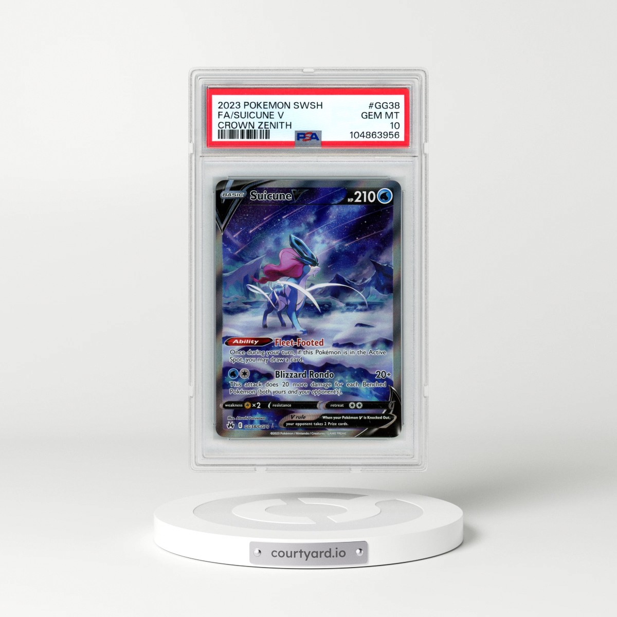 2023 Pokémon Sword and Shield Crown Zenith #GG38 Suicune V - Holo Full Art (PSA 10 GEM MINT)