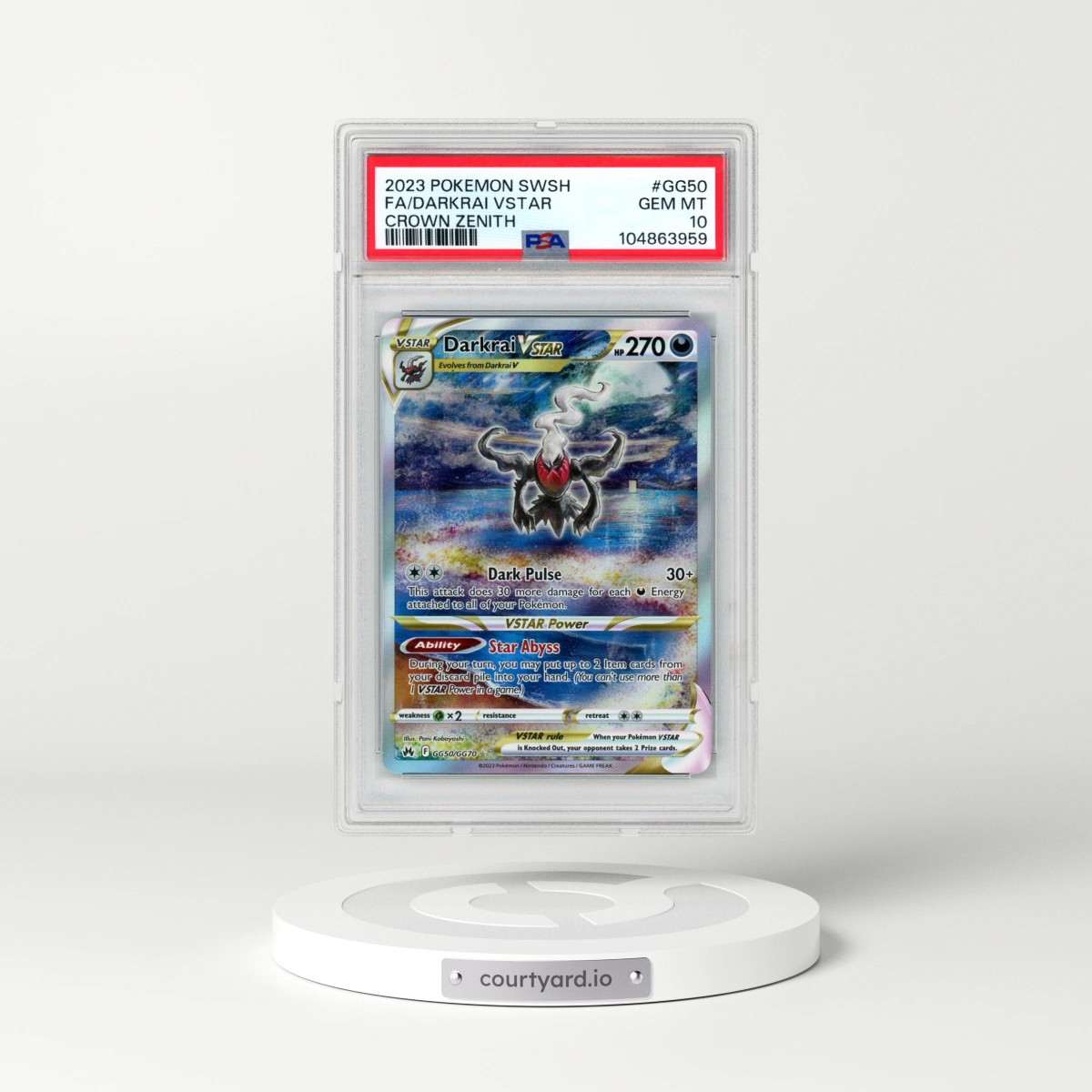 2023 Pokémon Sword and Shield Crown Zenith #GG50 Darkrai Vstar - Full Art (PSA 10 GEM MINT)