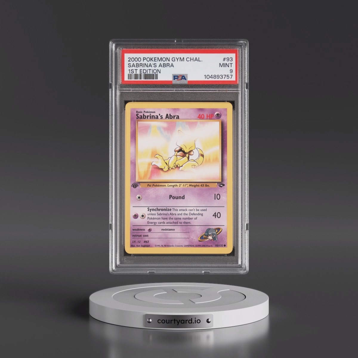 2000 Pokémon Gym Challenge #93 Sabrina's Abra - 1st Edition (PSA 9 MINT)