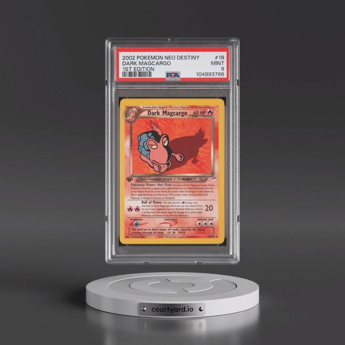 2002 Pokémon Neo Destiny #18 Dark Magcargo - 1st Edition (PSA 9 MINT)