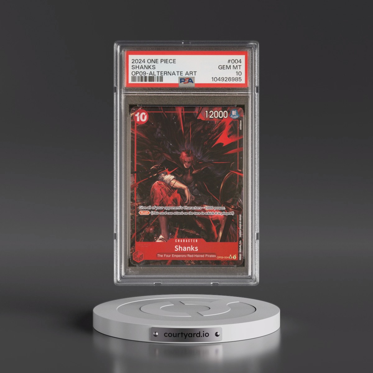 2024 One Piece OP09-Emperors in the New World #004 Shanks - Alternate Art (PSA 10 GEM MINT)