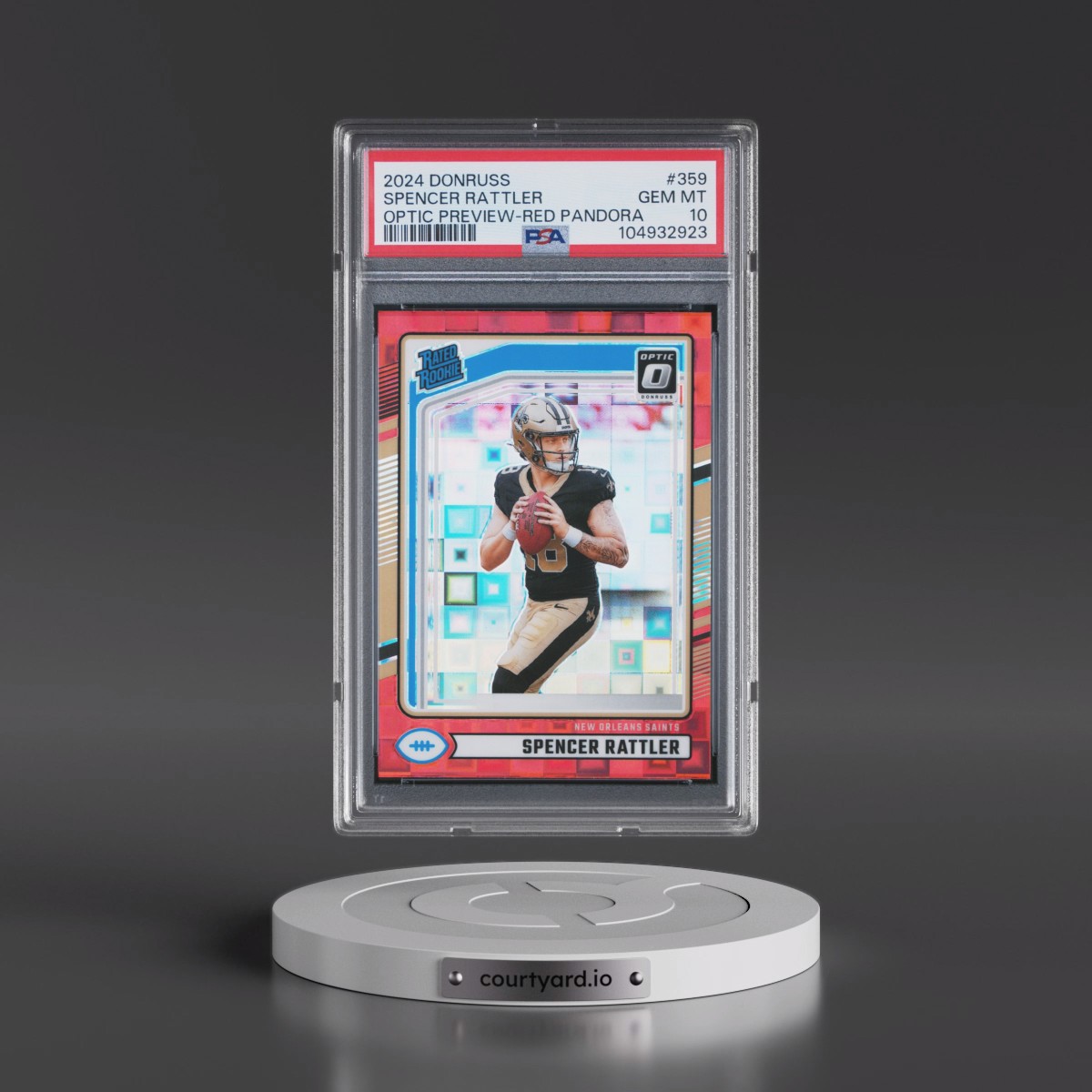 2024 Panini Donruss #359 Spencer Rattler - Optic Preview-Red Pandora (PSA 10 GEM MINT)