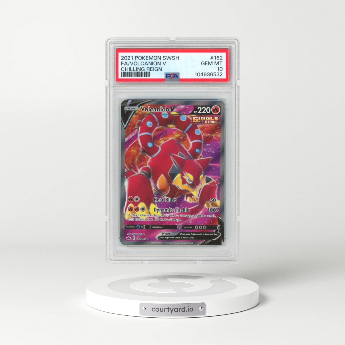 2021 Pokémon Sword & Shield Chilling Reign #162 Volcanion V - Holo Full Art (PSA 10 GEM MINT)