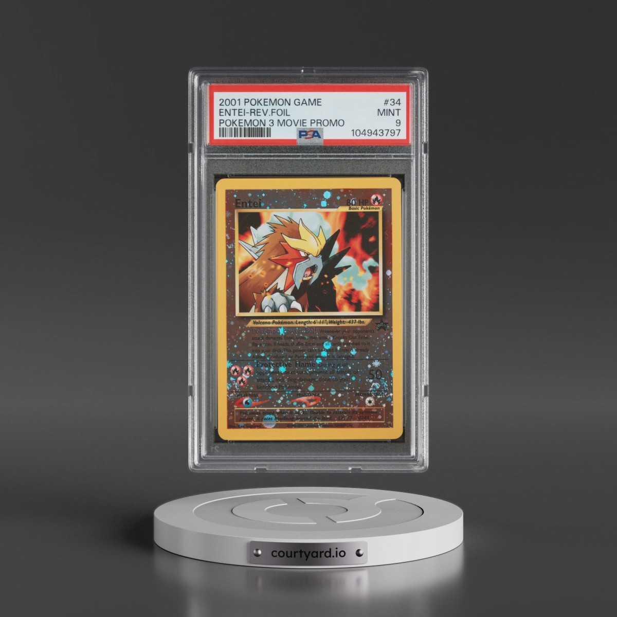 2001 Pokémon Game Movie #34 Entei - Reverse Foil Pokemon 3 Movie Promo (PSA 9 MINT)