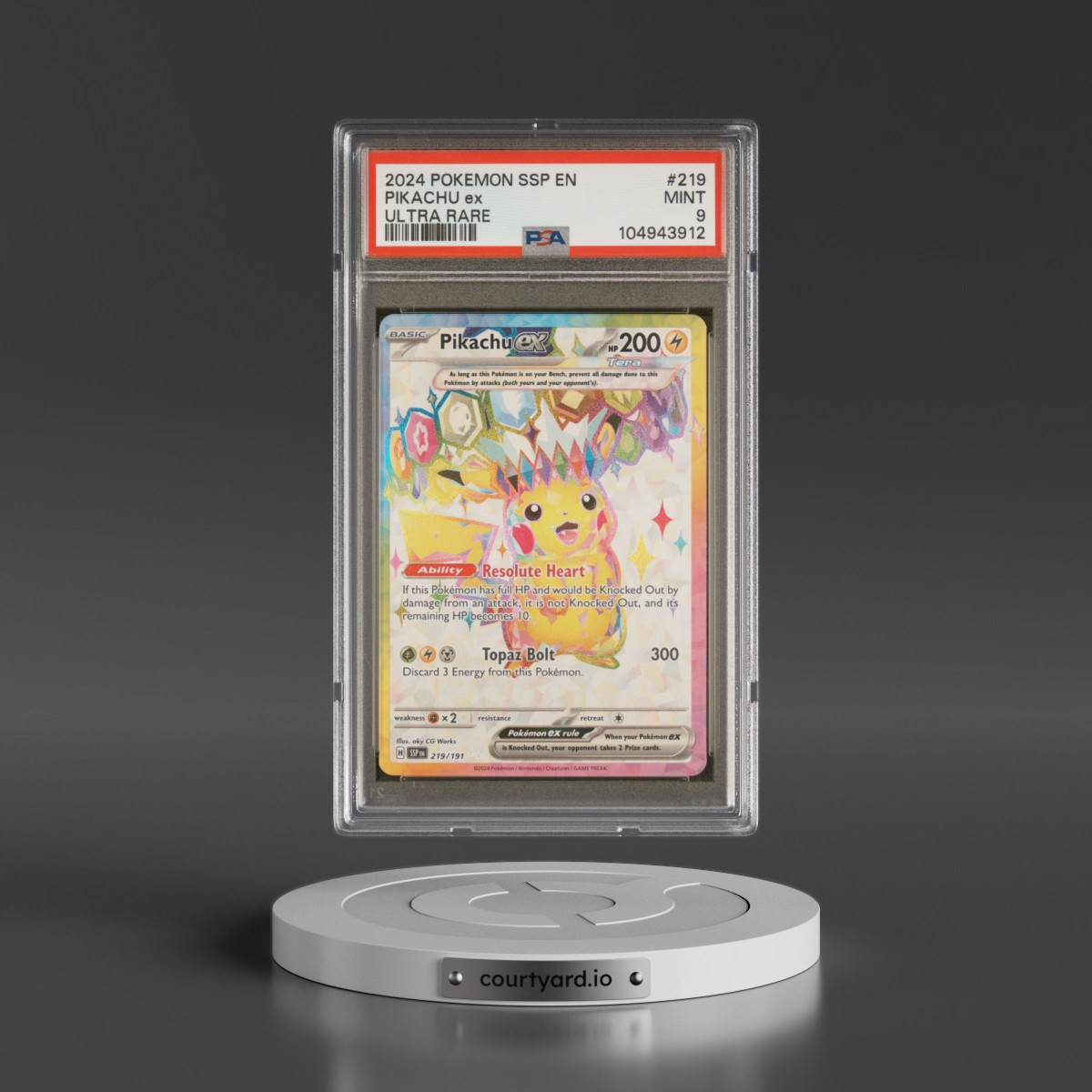 2024 Pokémon Ssp EN-Surging Sparks #219 Pikachu EX - Holo Ultra Rare (PSA 9 MINT)