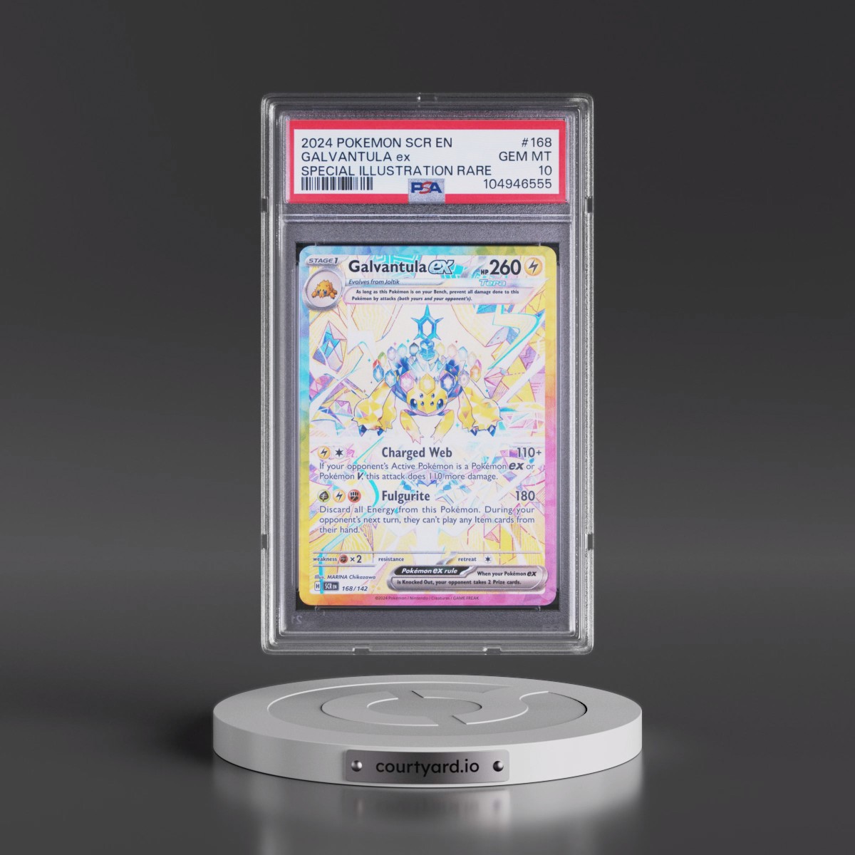 2024 Pokémon Scr EN-Stellar Crown #168 Galvantula EX - Holo Special Illustration Rare (PSA 10 GEM MINT)
