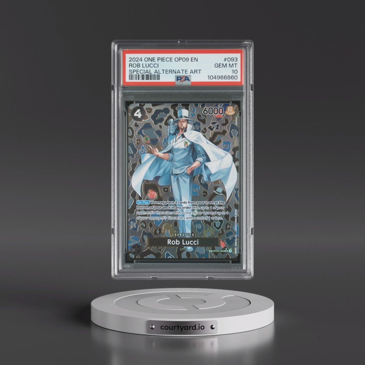 2024 One Piece OP09-Emperors in the New World #093 Rob Lucci - Special Alternate Art (PSA 10 GEM MINT)